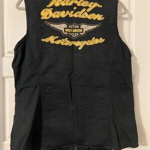 Harley Davidson Motorcycle Women’s Vest Size XL Embroidered Logo Black/yellow